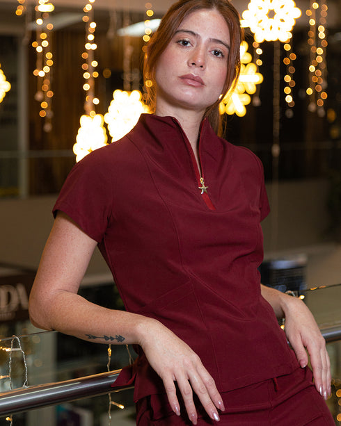 Astral Disco Red Wine Camisa Mujer