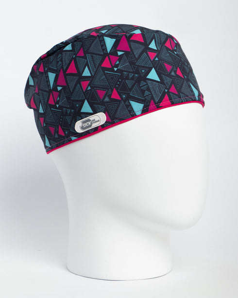 Gorro Triángulos Verde y Fucsia